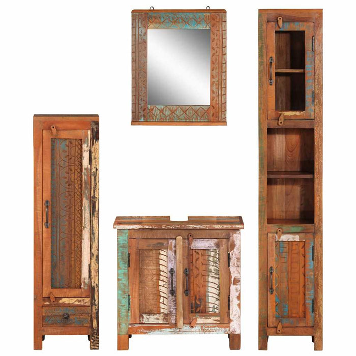 Set mobilier de baie, 4 piese, lemn masiv recuperat - WALTI WALTI