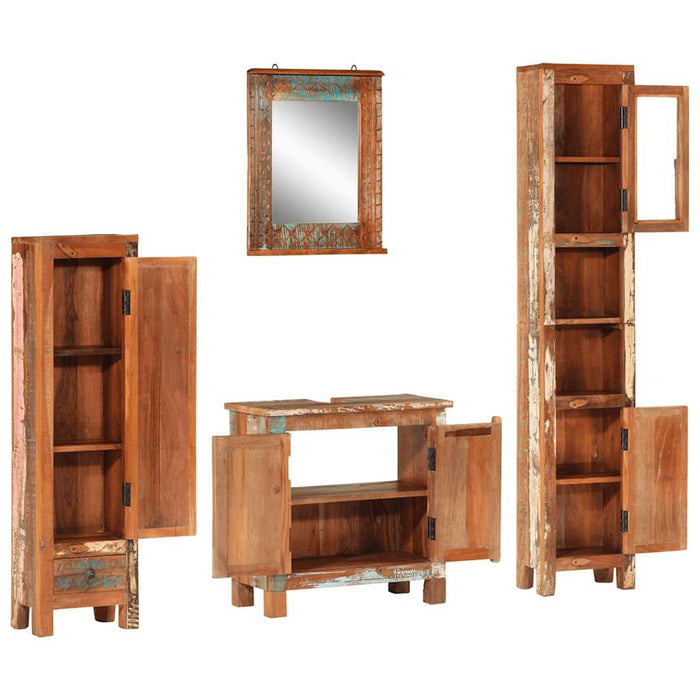Set mobilier de baie, 4 piese, lemn masiv recuperat - WALTI WALTI