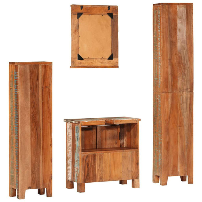 Set mobilier de baie, 4 piese, lemn masiv recuperat - WALTI WALTI