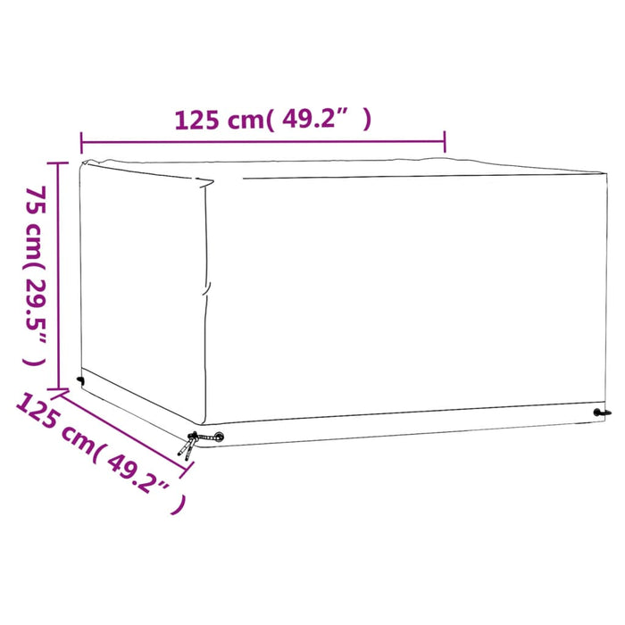 Husă pentru mobilier de grădină, 8 ocheți, 125x125x75 cm pătrat - WALTI WALTI