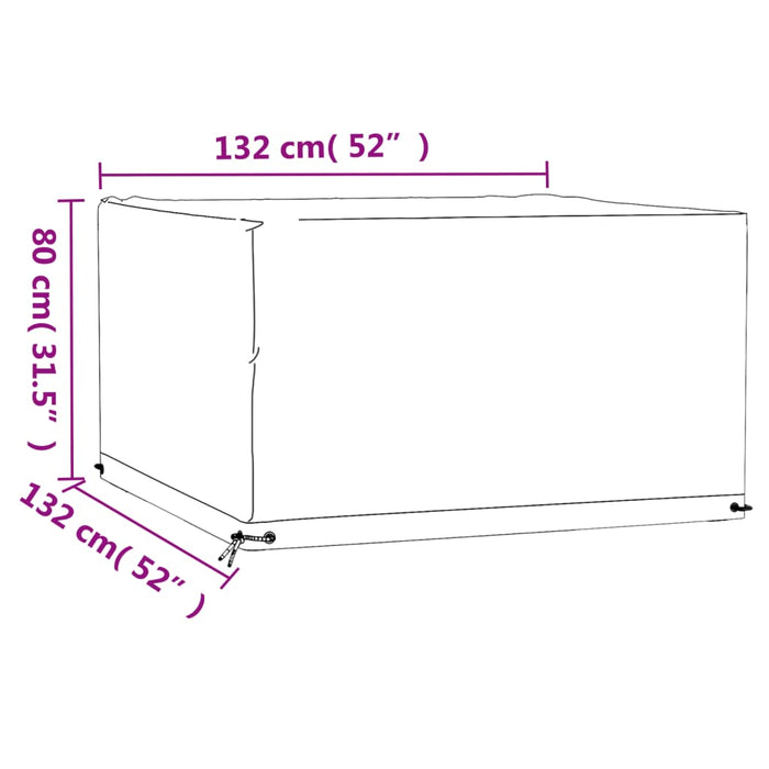 Husă pentru mobilier de grădină, 8 ocheți, 132x132x80 cm pătrat - WALTI WALTI