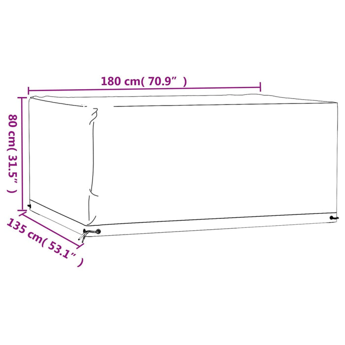 Husă pentru mobilier de grădină, 8 ocheți, 180x135x80 cm pătrat - WALTI WALTI