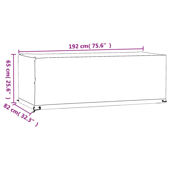 Husă pentru mobilier de grădină, 8 ocheți, 192x82x65 cm, pătrat - WALTI WALTI
