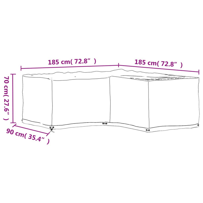 Husă mobilier de grădină în formă de L 12 ocheți, 185x185x70 cm - WALTI WALTI