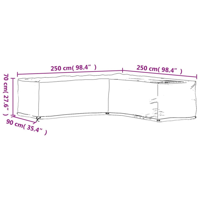 Husă mobilier de grădină în formă de L 16 ocheți, 250x250x70 cm - WALTI WALTI