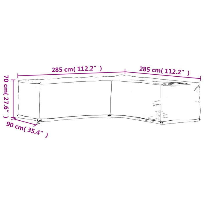 Husă mobilier de grădină în formă de L 16 ocheți, 285x285x70 cm - WALTI WALTI