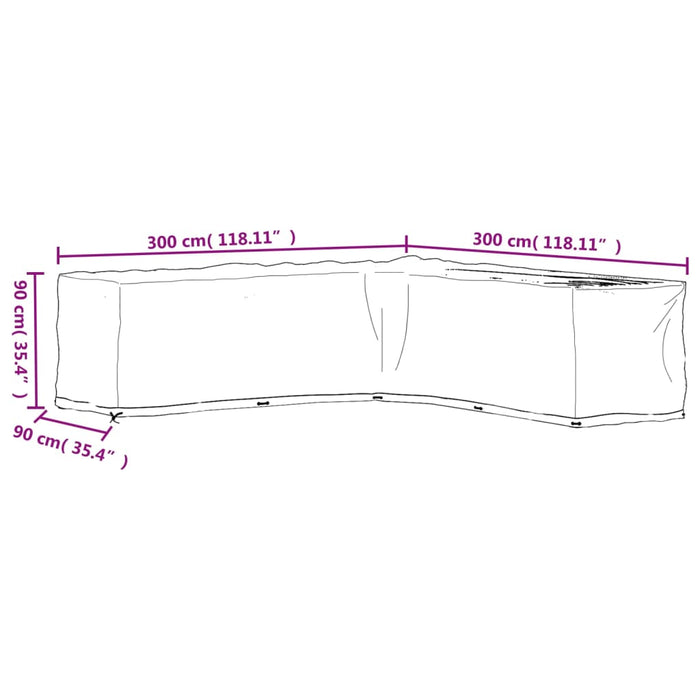 Husă mobilier de grădină în formă de L 20 ocheți, 300x300x90 cm - WALTI WALTI