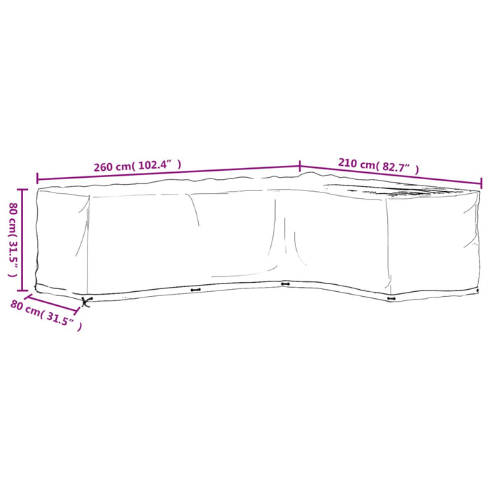 Husă mobilier de grădină în formă de L 16 ocheți, 260x210x80 cm - WALTI WALTI