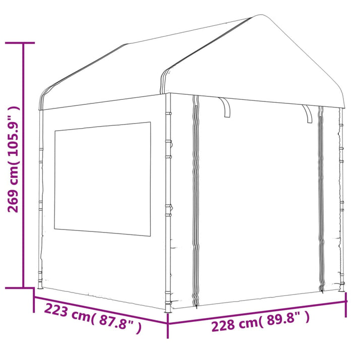 Foișor cu acoperiș, alb, 8,92x2,28x2,69 m, polietilenă - WALTI WALTI