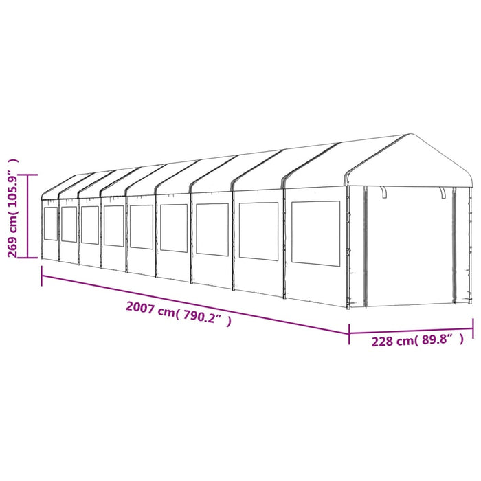 Foișor cu acoperiș, alb, 20,07x2,28x2,69 m, polietilenă - WALTI WALTI