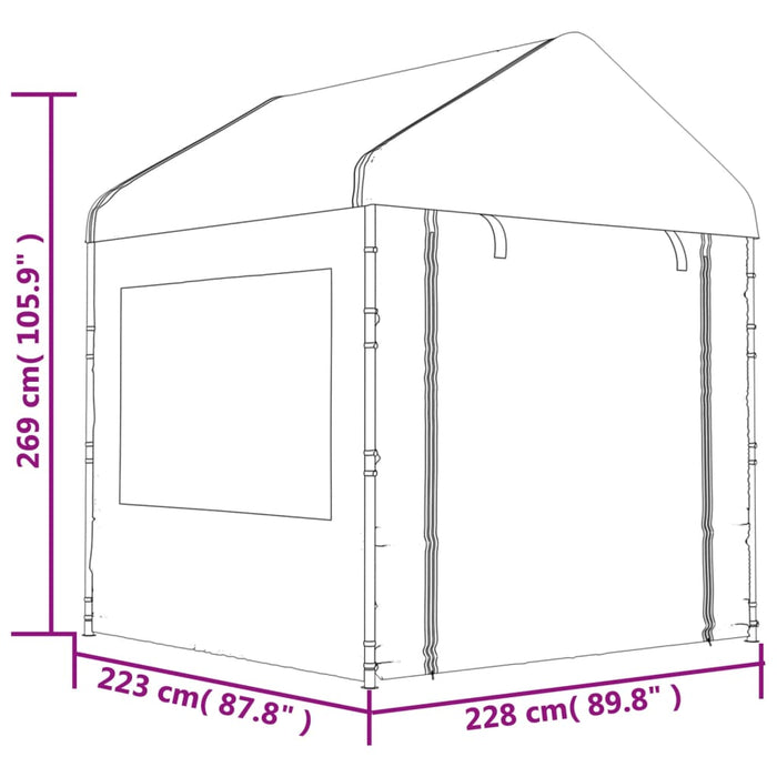 Foișor cu acoperiș, alb, 20,07x2,28x2,69 m, polietilenă - WALTI WALTI