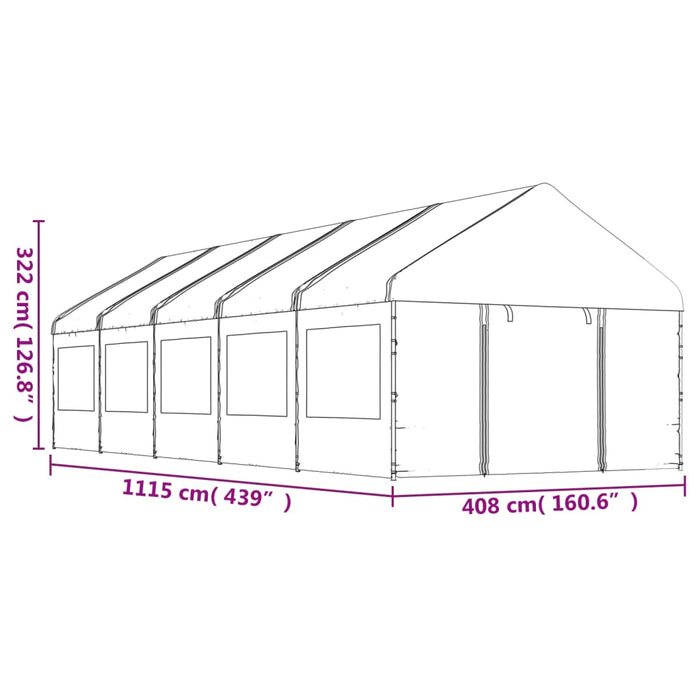 Foișor cu acoperiș, alb, 11,15x4,08x3,22 m, polietilenă - WALTI WALTI