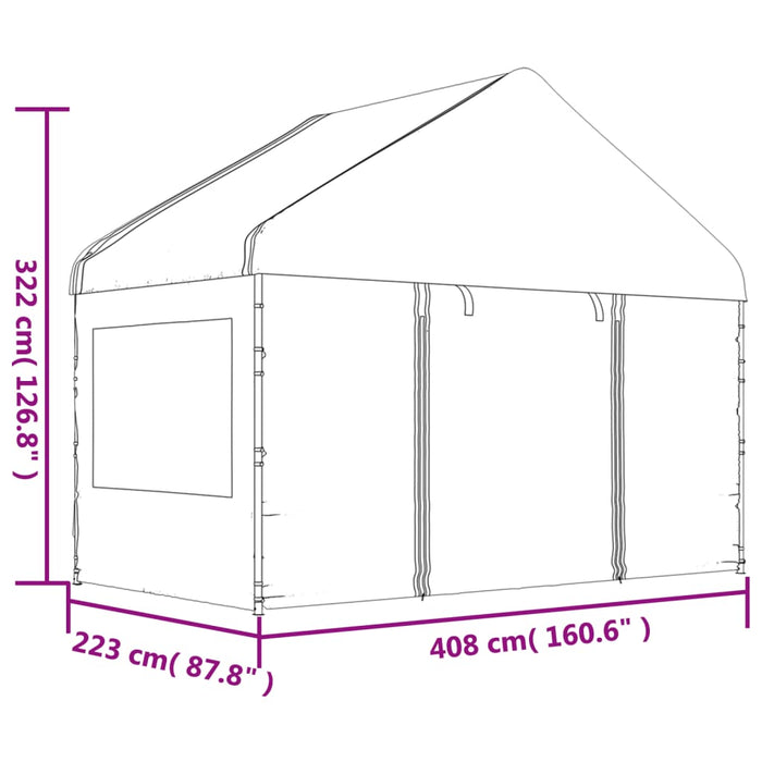 Foișor cu acoperiș, alb, 11,15x4,08x3,22 m, polietilenă - WALTI WALTI