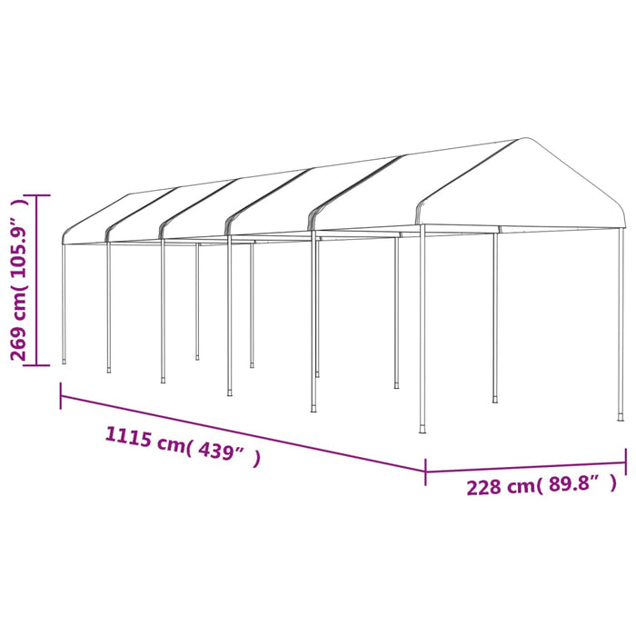 Foișor cu acoperiș, alb, 11,15x2,28x2,69 m, polietilenă - WALTI WALTI