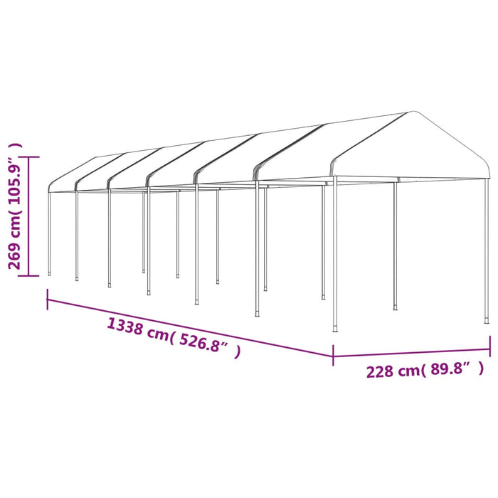 Foișor cu acoperiș, alb, 13,38x2,28x2,69 m, polietilenă - WALTI WALTI