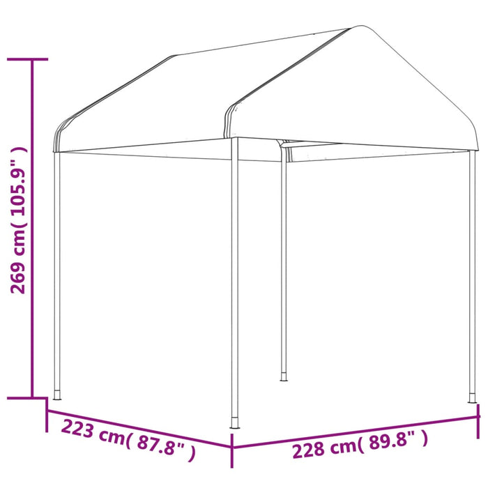 Foișor cu acoperiș, alb, 17,84x2,28x2,69 m, polietilenă - WALTI WALTI