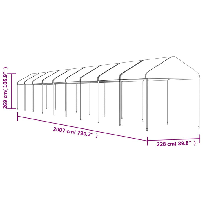 Foișor cu acoperiș, alb, 20,07x2,28x2,69 m, polietilenă - WALTI WALTI