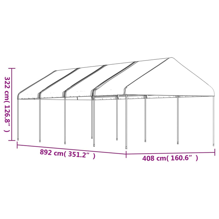 Foișor cu acoperiș, alb, 8,92x4,08x3,22 m, polietilenă - WALTI WALTI