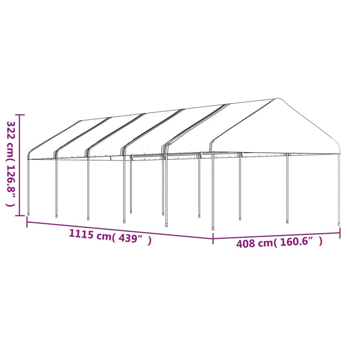 Foișor cu acoperiș, alb, 11,15x4,08x3,22 m, polietilenă - WALTI WALTI