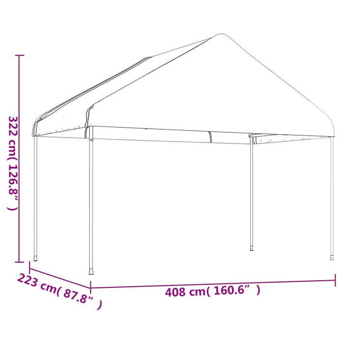 Foișor cu acoperiș, alb, 11,15x4,08x3,22 m, polietilenă - WALTI WALTI