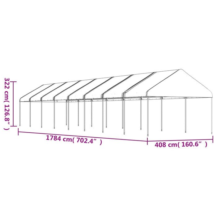 Foișor cu acoperiș, alb, 17,84x4,08x3,22 m, polietilenă - WALTI WALTI