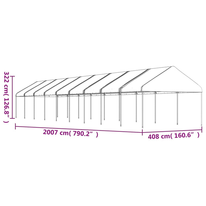 Foișor cu acoperiș, alb, 20,07x4,08x3,22 m, polietilenă - WALTI WALTI