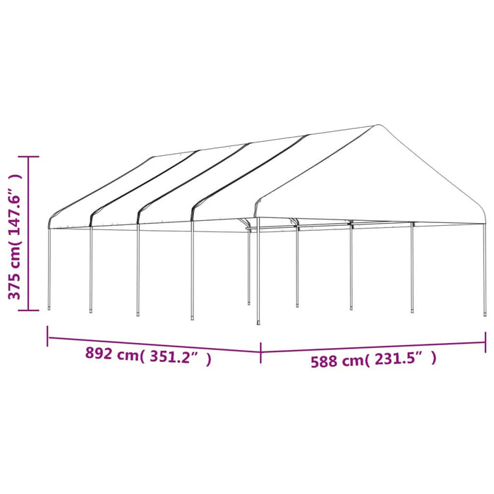 Foișor cu acoperiș, alb, 8,92x5,88x3,75 m, polietilenă - WALTI WALTI