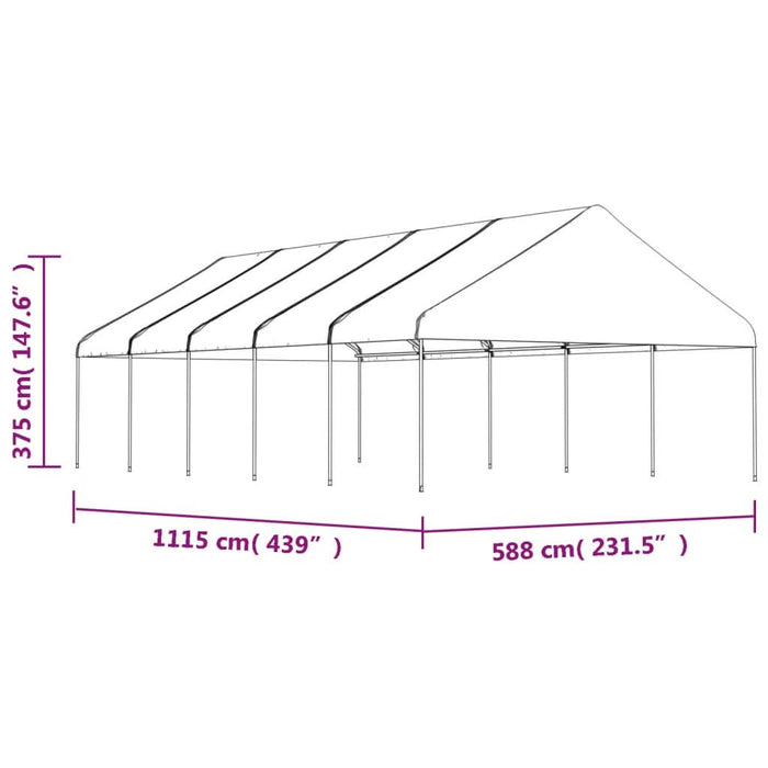 Foișor cu acoperiș, alb, 11,15x5,88x3,75 m, polietilenă - WALTI WALTI