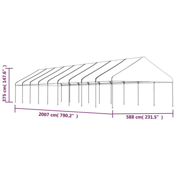 Foișor cu acoperiș, alb, 20,07x5,88x3,75 m, polietilenă - WALTI WALTI
