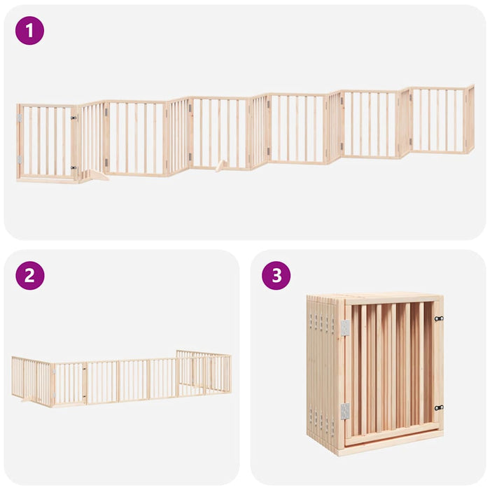 Poartă de câini pliabilă cu ușă, 12 panouri, 600 cm, lemn plop - WALTI WALTI