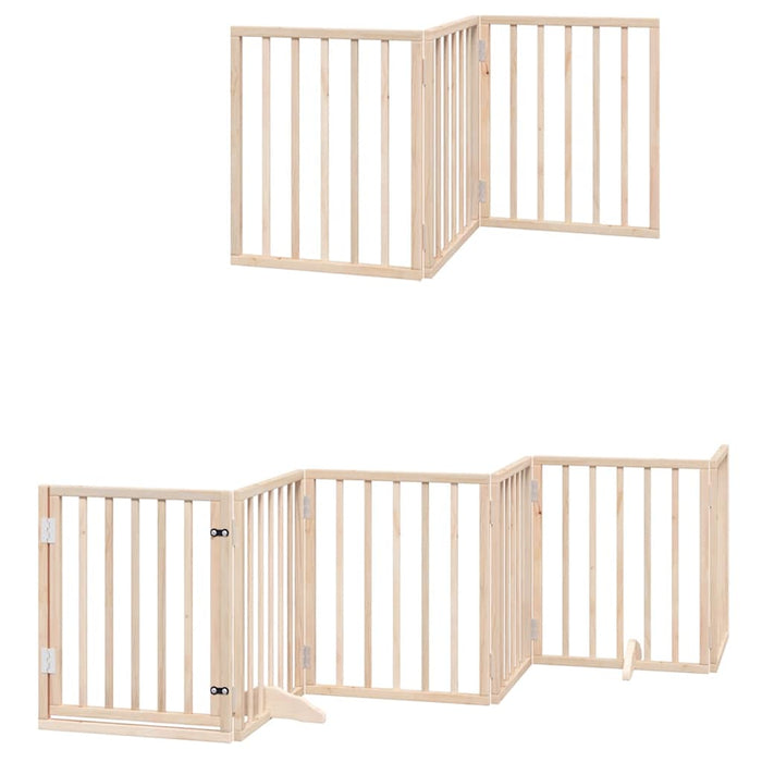 Poartă de câini pliabilă cu ușă, 15 panouri, 750 cm, lemn plop WALTI