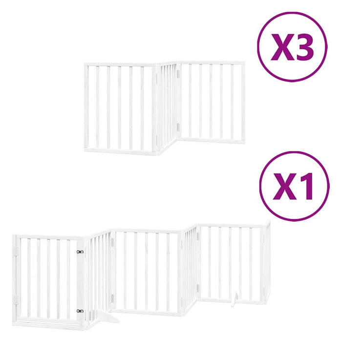 Poartă câini pliabilă cu ușă 15 panouri, alb, 750 cm, lemn plop - WALTI WALTI