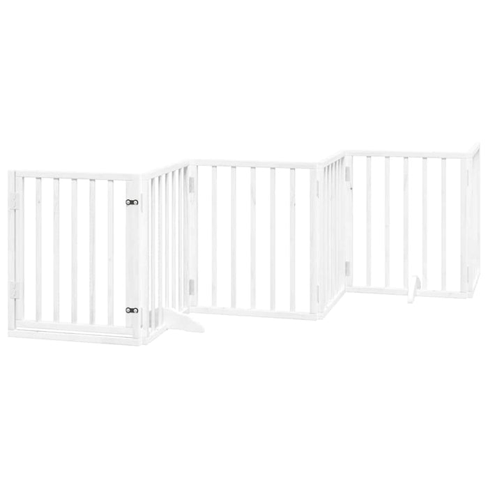 Poartă câini pliabilă cu ușă 15 panouri, alb, 750 cm, lemn plop - WALTI WALTI