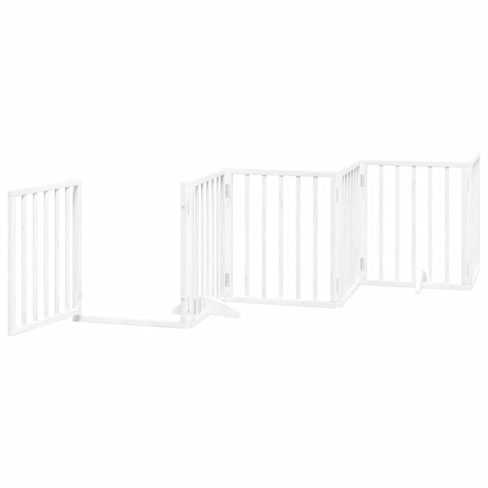 Poartă câini pliabilă cu ușă 15 panouri, alb, 750 cm, lemn plop - WALTI WALTI