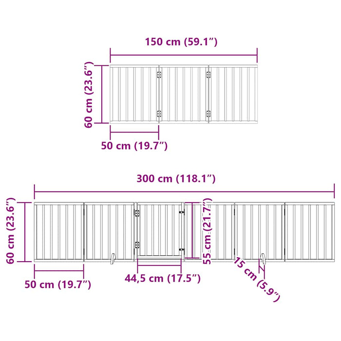 Poartă câini pliabilă cu ușă 12 panouri maro 600 cm, lemn plop - WALTI WALTI