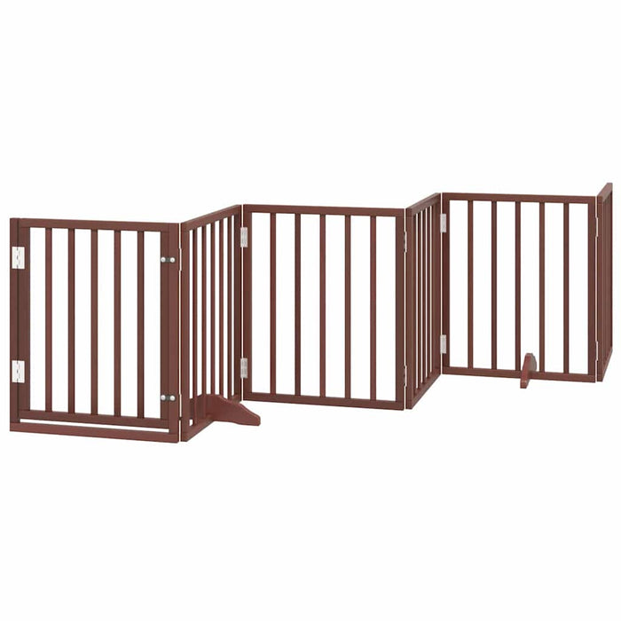 Poartă câini pliabilă cu ușă 15 panouri maro 750 cm, lemn plop - WALTI WALTI