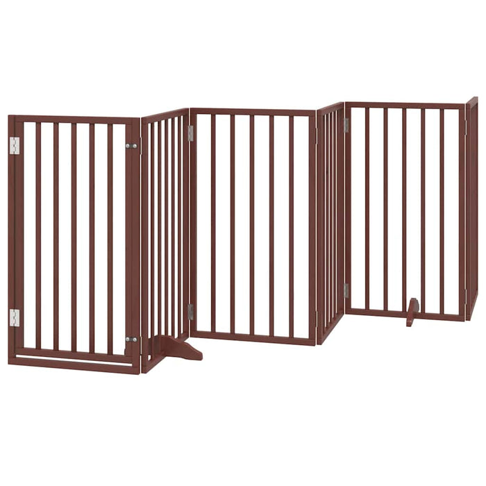Poartă câini pliabilă cu ușă 15 panouri maro 750 cm, lemn plop - WALTI WALTI
