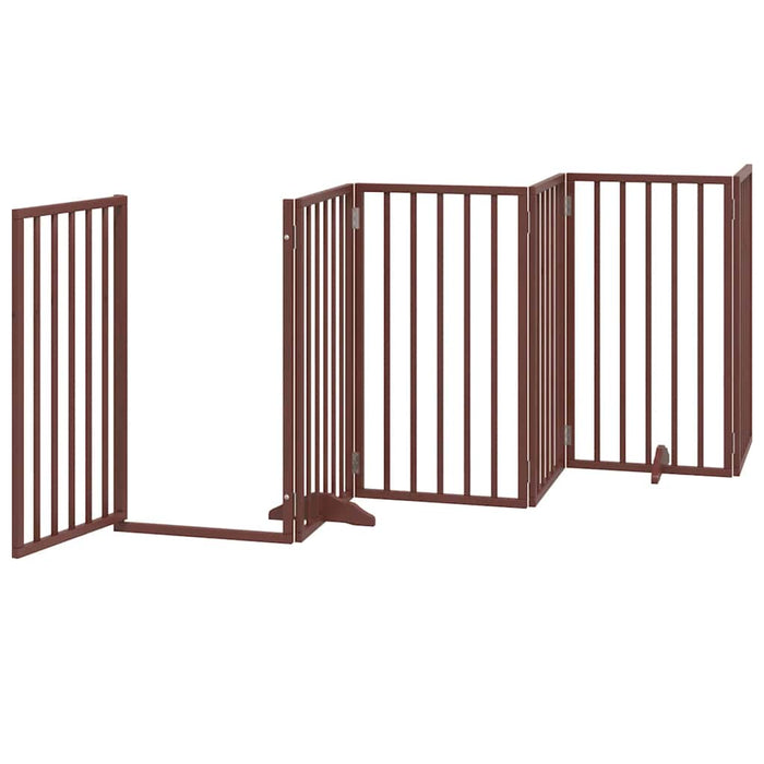 Poartă câini pliabilă cu ușă 15 panouri maro 750 cm, lemn plop - WALTI WALTI