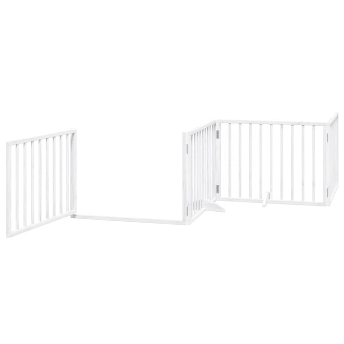 Poartă câini pliabilă cu ușă, 6 panouri, alb, 480 cm, lemn plop - WALTI WALTI