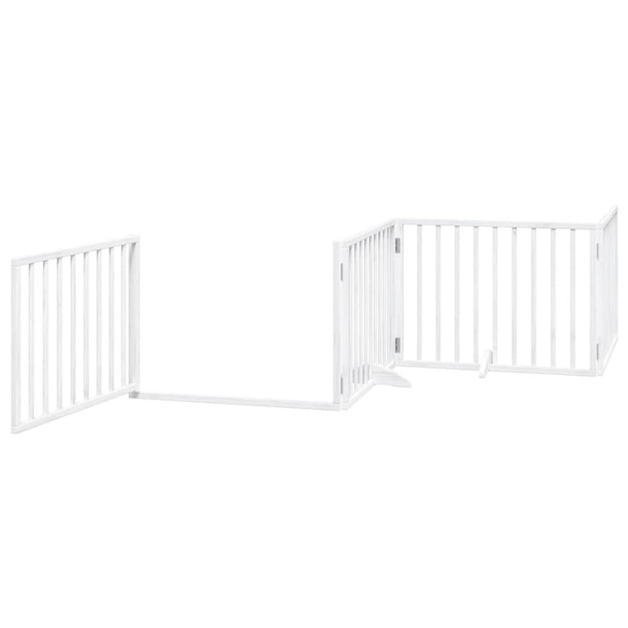 Poartă câini pliabilă cu ușă 12 panouri, alb, 960 cm, lemn plop - WALTI WALTI