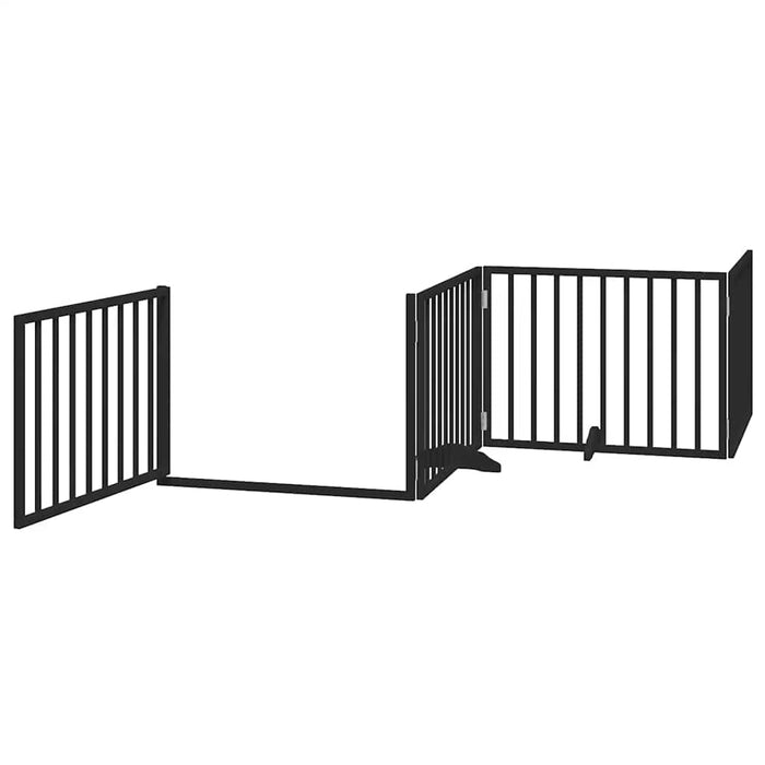 Poartă câini pliabilă cu ușă 10 panouri negru 800 cm, lemn plop WALTI