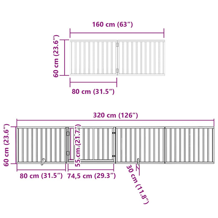 Poartă câini pliabilă cu ușă 10 panouri negru 800 cm, lemn plop WALTI