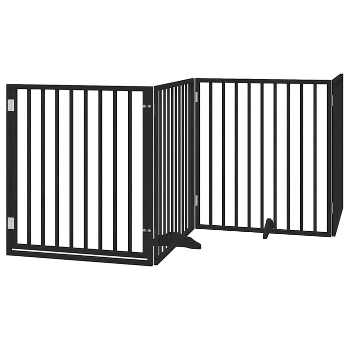 Poartă câini pliabilă cu ușă 6 panouri negru, 480 cm, lemn plop - WALTI WALTI