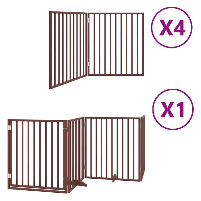Poartă câini pliabilă cu ușă 12 panouri maro 960 cm, lemn plop - WALTI WALTI