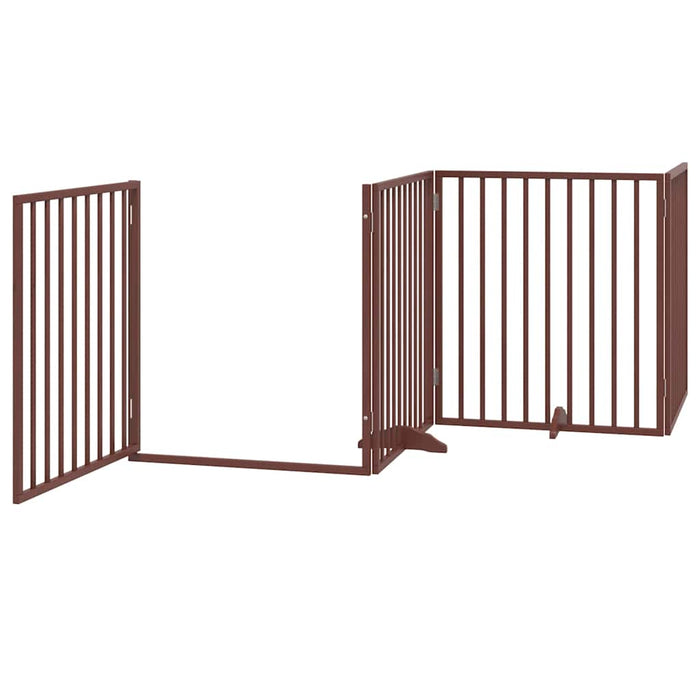 Poartă câini pliabilă cu ușă 12 panouri maro 960 cm, lemn plop - WALTI WALTI