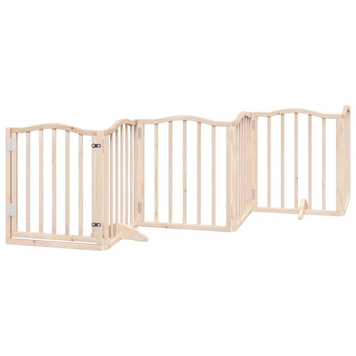 Poartă de câini pliabilă cu ușă, 9 panouri, 450 cm, lemn plop - WALTI WALTI