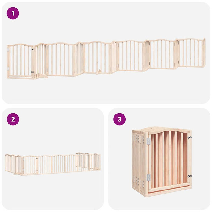 Poartă de câini pliabilă cu ușă, 12 panouri, 600 cm, lemn plop - WALTI WALTI
