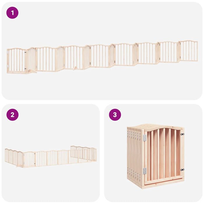 Poartă de câini pliabilă cu ușă, 15 panouri, 750 cm, lemn plop - WALTI WALTI
