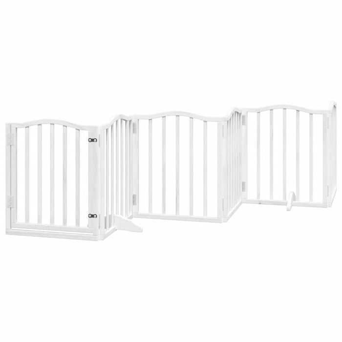 Poartă câini pliabilă cu ușă 12 panouri, alb, 600 cm, lemn plop - WALTI WALTI