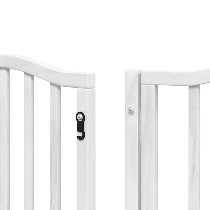 Poartă câini pliabilă cu ușă, 9 panouri, alb, 450 cm, lemn plop - WALTI WALTI